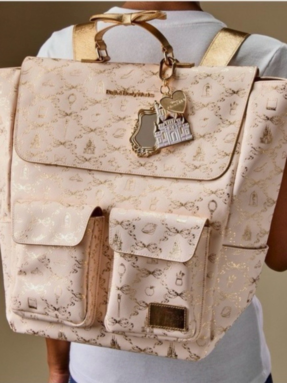 Bath & Body Works Disney Princess Mini Backpack Ivory Gold Castle Charm